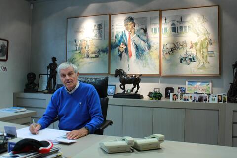 Mr Michel Geldof at his Geldof-tractors desk